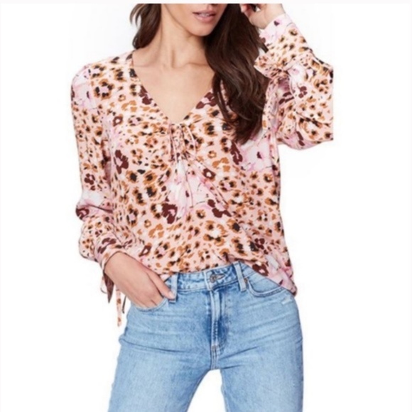 Paige Floral & Leopard Print Silk Top, NWT! - Picture 4 of 17